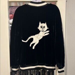 Black Jacket with White Cat Design